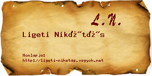 Ligeti Nikétás névjegykártya